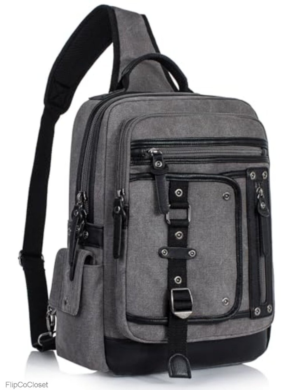 Men's Large Canvas Crossbody Sling Backpack Fits 15.6" Laptop Messenger Bag